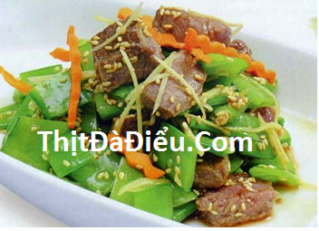 Thịt đà điểu xào đậu Hà Lan